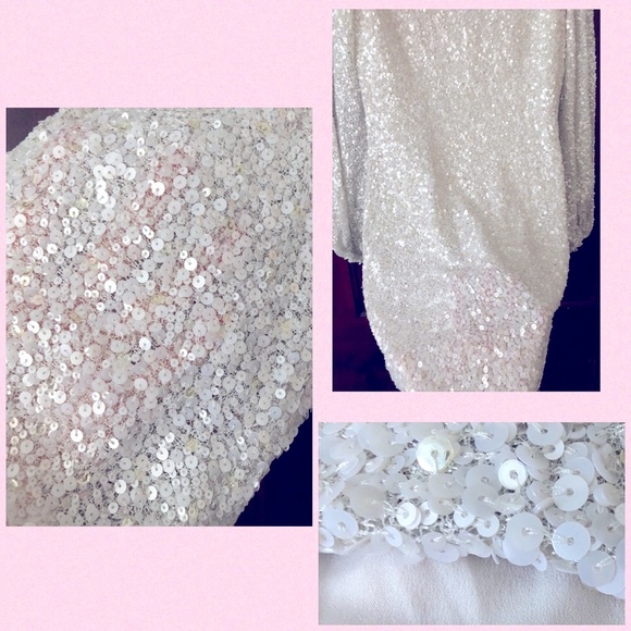 🎉HP🎉 BHLDN Goldie 4 / Sm Ivory Off White Allover Sequins Wedding Mini Dress - Picture 13 of 16